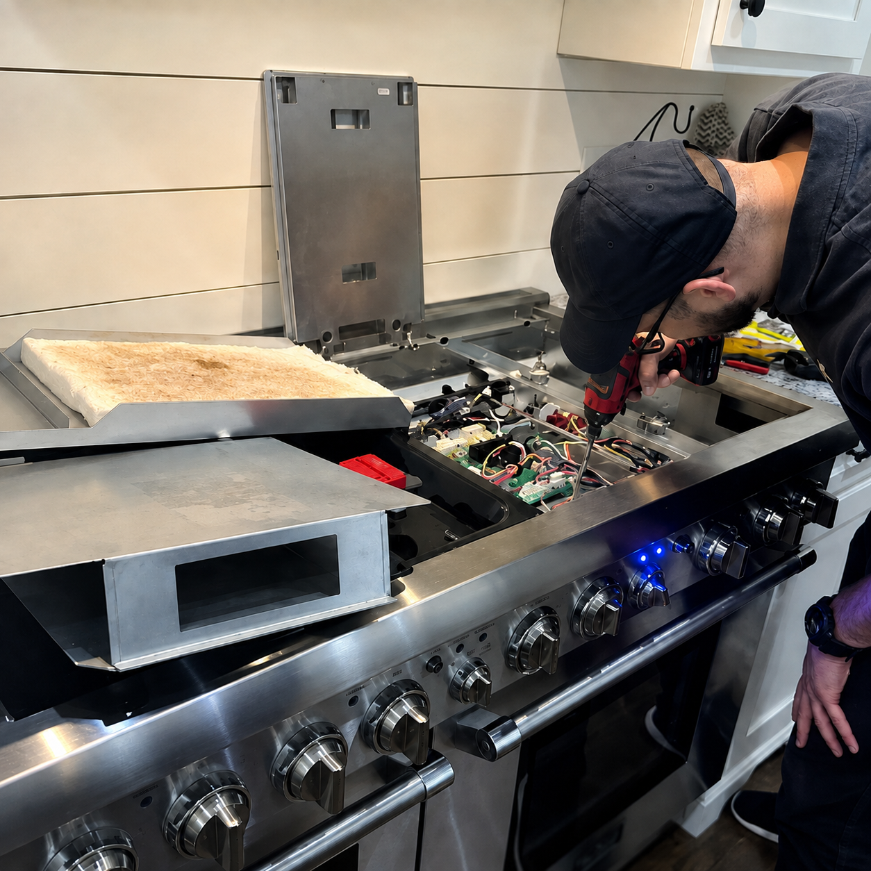 Technician working on premium range electronics